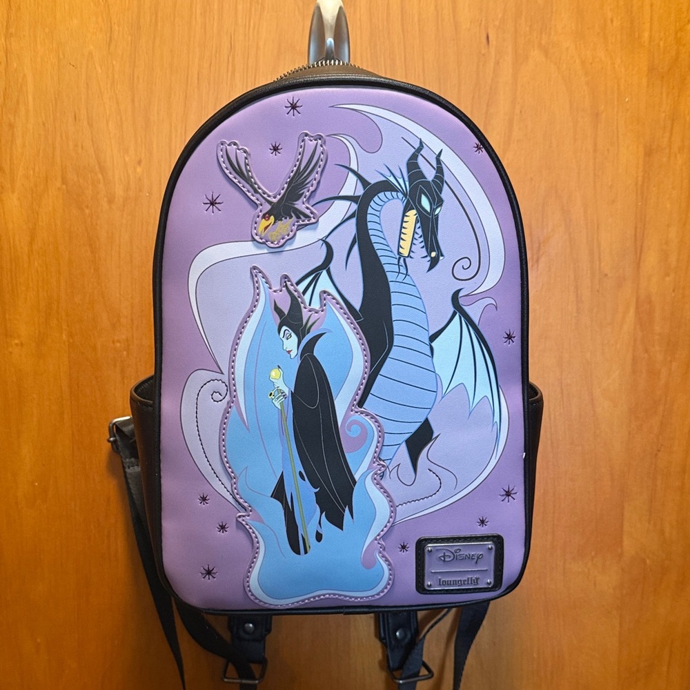 RARE Sleeping Beauty Disney Loungefly Maleficent Dragon Raven Mini Backpack